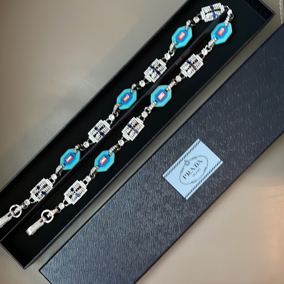 Prada Purse Strap Blue Crystal - Picture 2 of 11